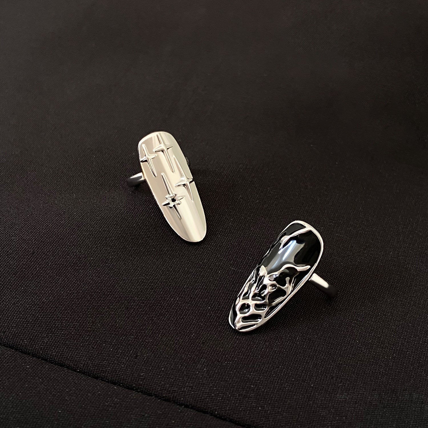 Wholesale 4pcs dark punk creative open nail ring set