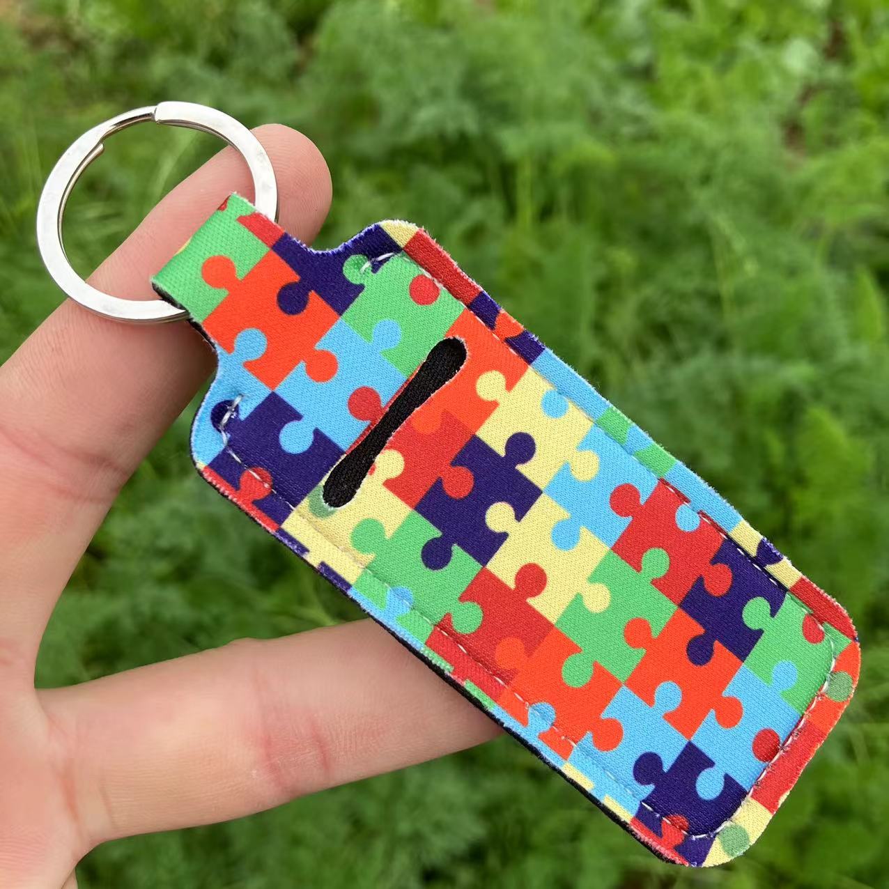 Wholesale Cotton Printed Lipstick Bag Keychain - Sunflower on Black,  Celestial Pattern,  Boutique Resale Accessory