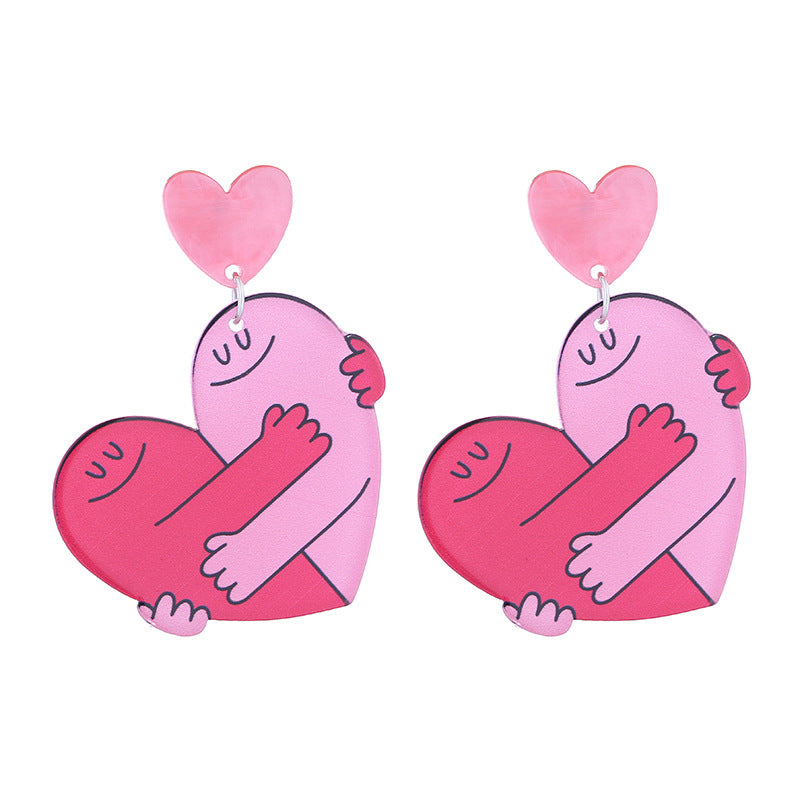 Wholesale Valentine's Day Double-sided Printed Hug Sexy Lips Earrings