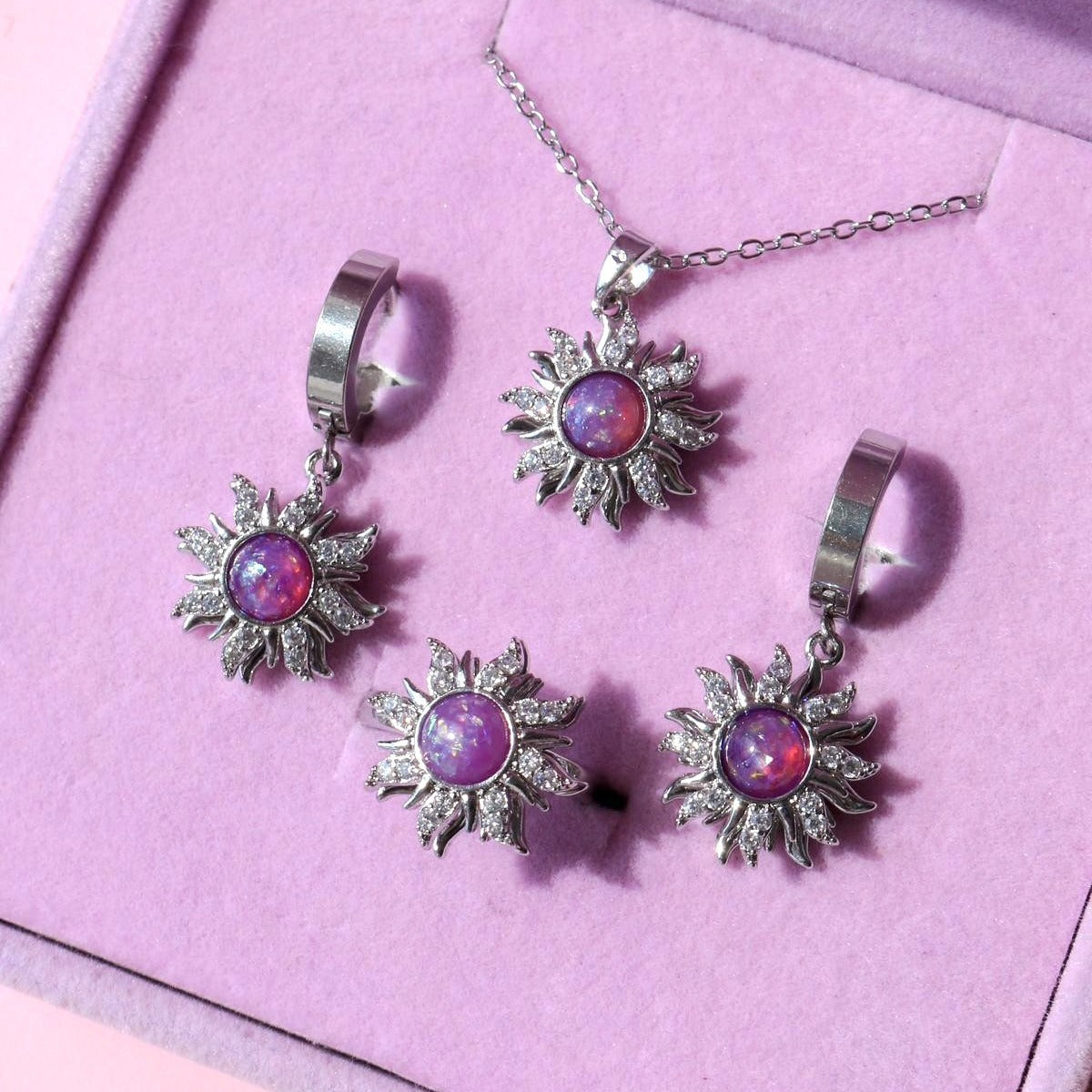 Wholesale Rotatable Opal Ring Decompression Necklace Opal Zircon Star Danger Rings Bracelet Necklaces