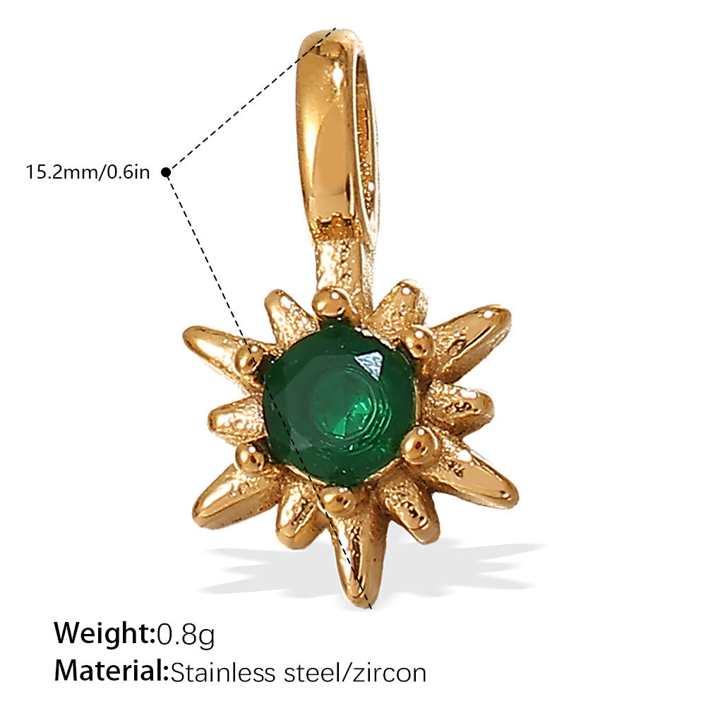 Wholesale 18K gold plated geometric colored gemstone rectangular five-pointed star   Charms