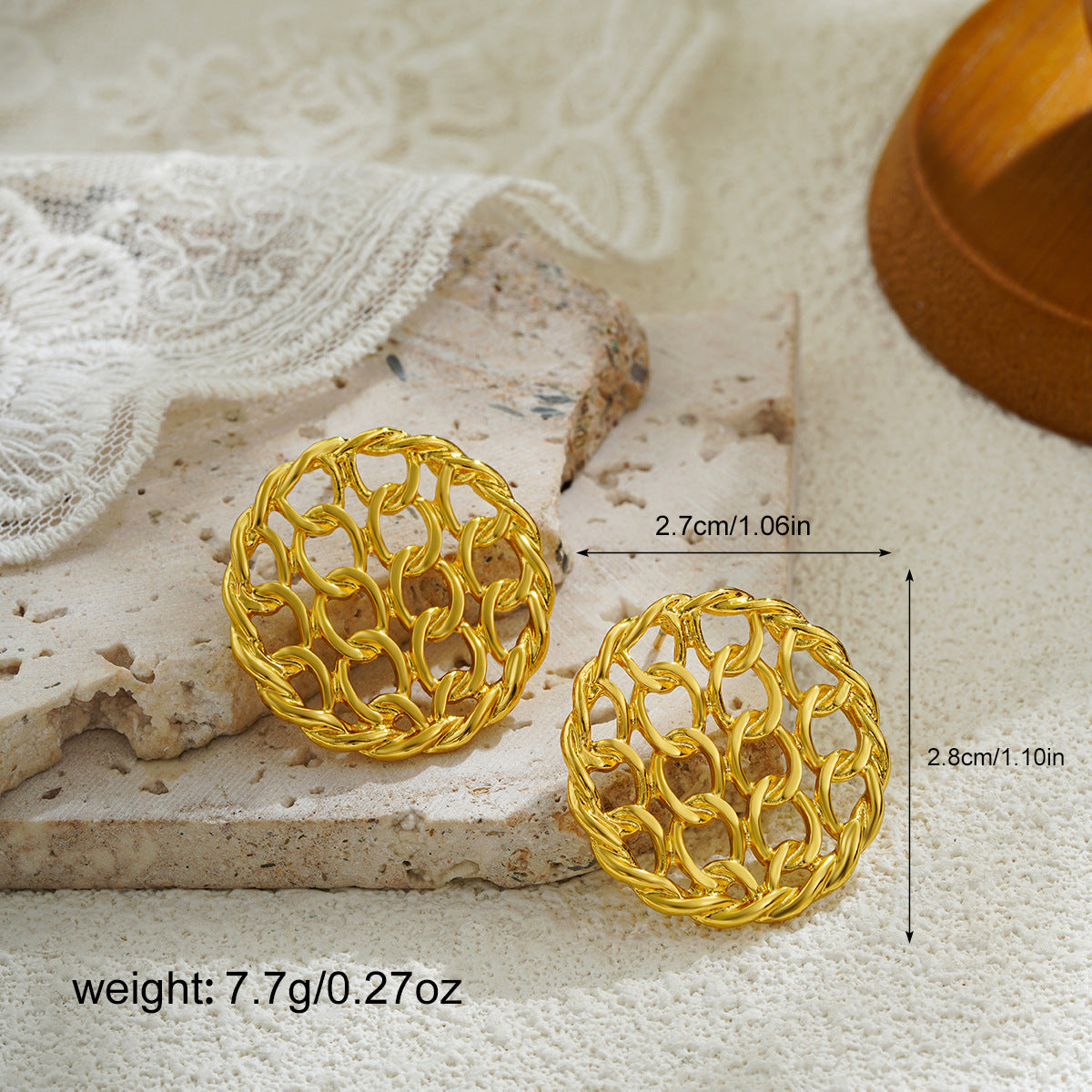 Wholesale 18K gold retro exaggerated large earrings knot woven geometric earrings
