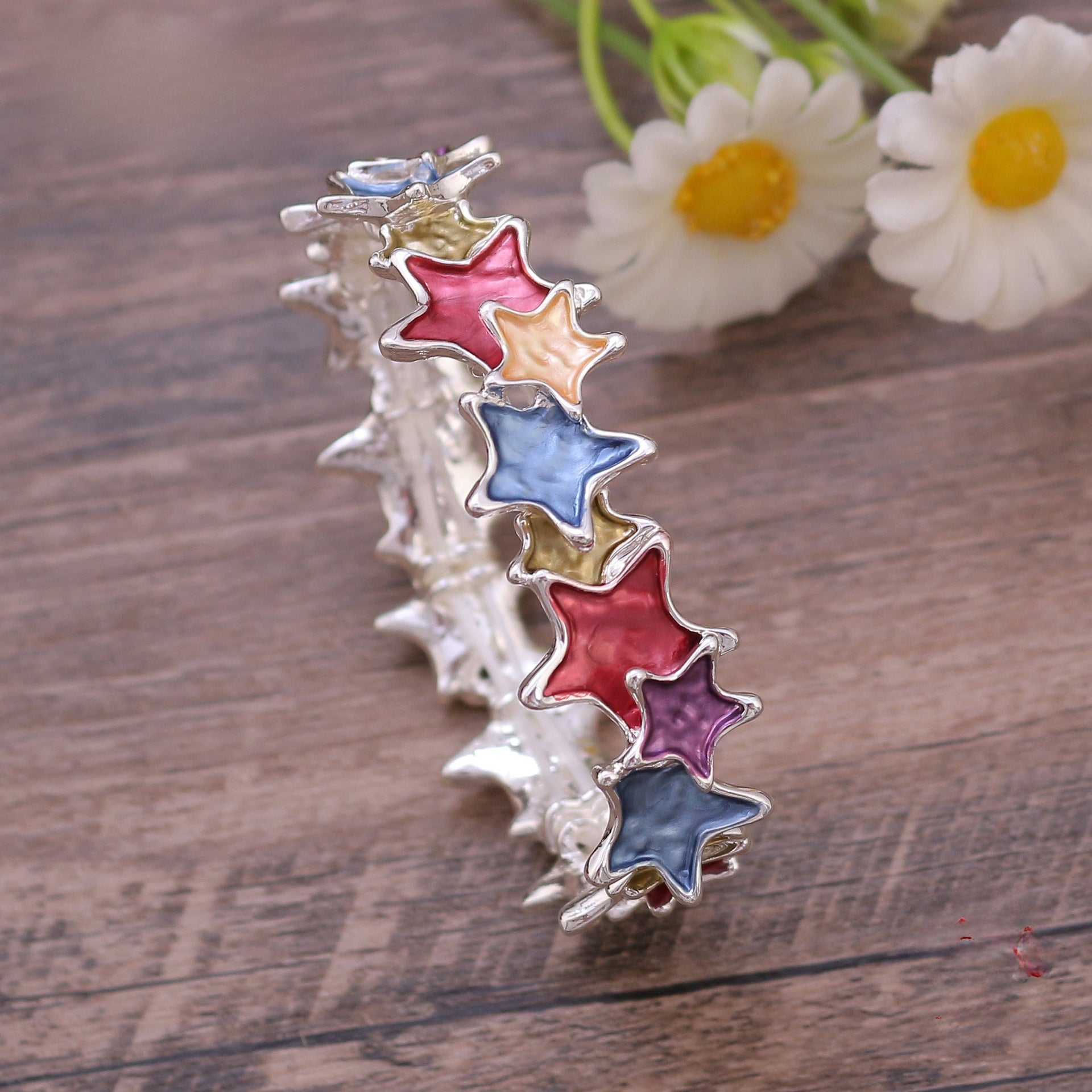 Wholesale Colorful Star Pattern Handmade Oil Painted Bracelet