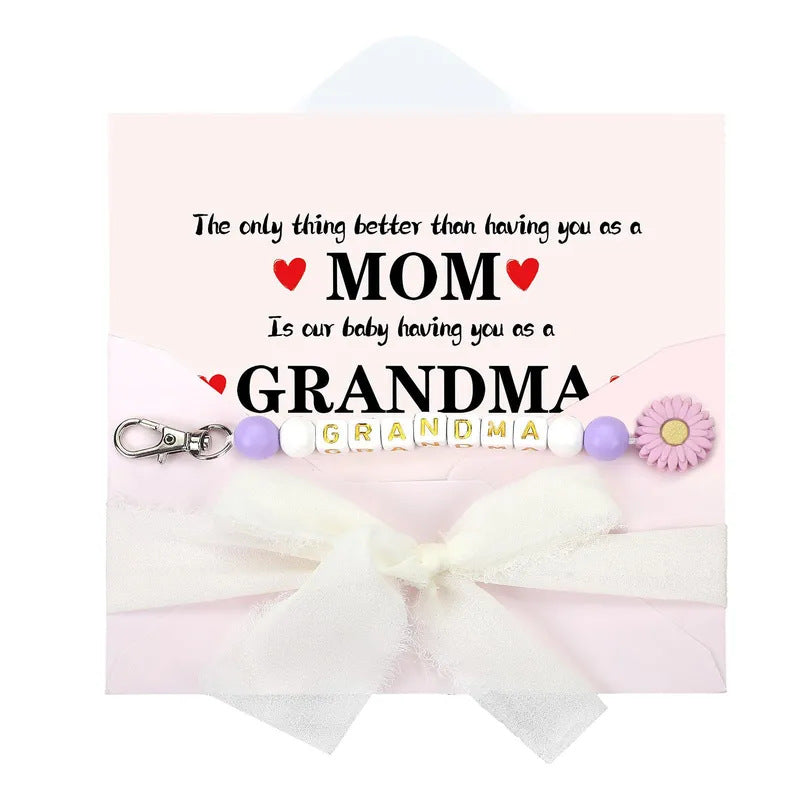 Wholesale Alphabet Bead Keychain  Acrylic Letter Beads,  Beaded Design and Silicone  Charm Beaded Keychain