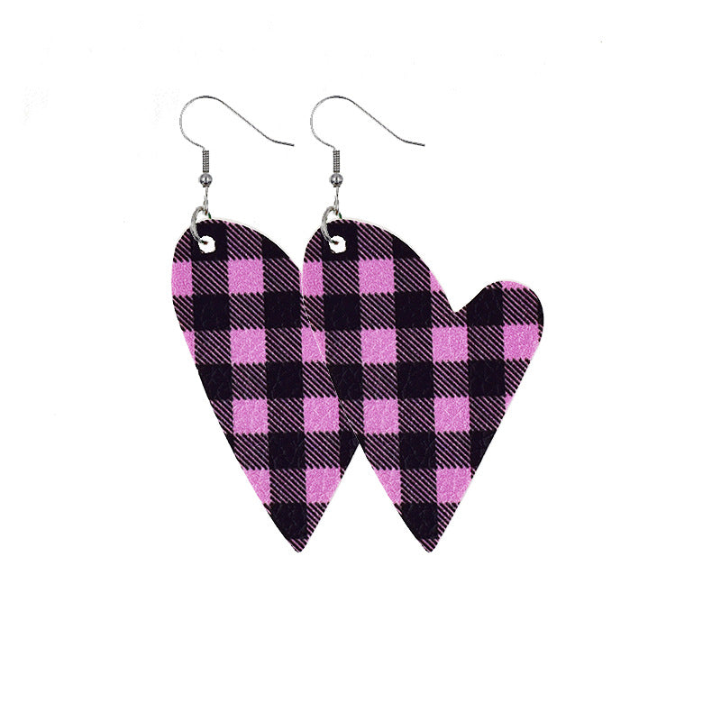 Wholesale Double Layer Love Pendant Leather Valentine's Day Earrings