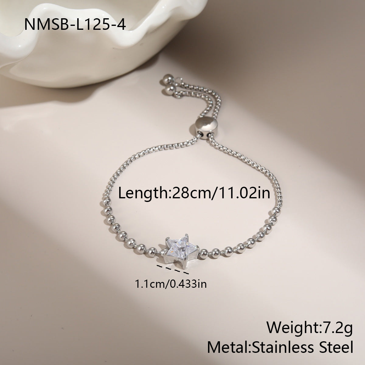 Wholesale Stainless steel heart and star geometric zircon bracelet