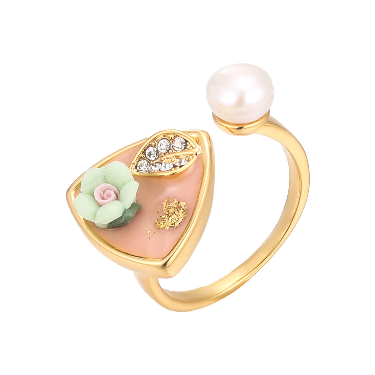 Wholesale  Oil Painting Leaf Flower Oil Painting Ring