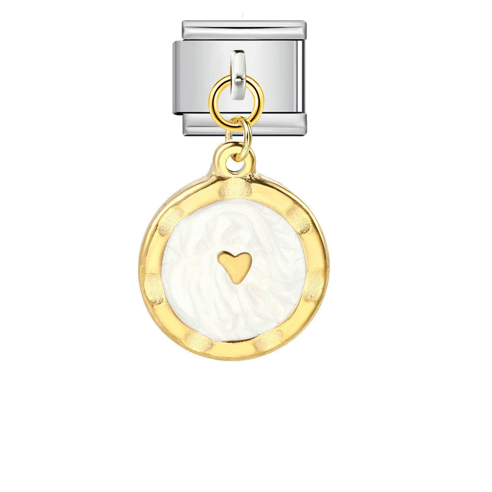 Wholesale 5pcs Italian Charm Bracelet 9mm DIY Splicing Gold and Silver Round Pendant Stainless Steel Composable Bracelet