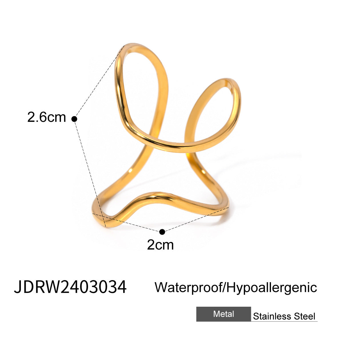 Wholesale Stainless Steel Exaggerated Ring Irregular Jewelry