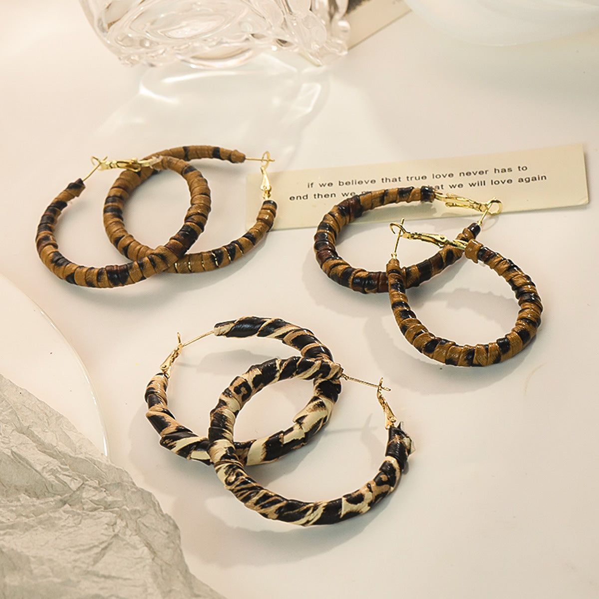 Wholesale  Leopard Ribbon Bow Earrings