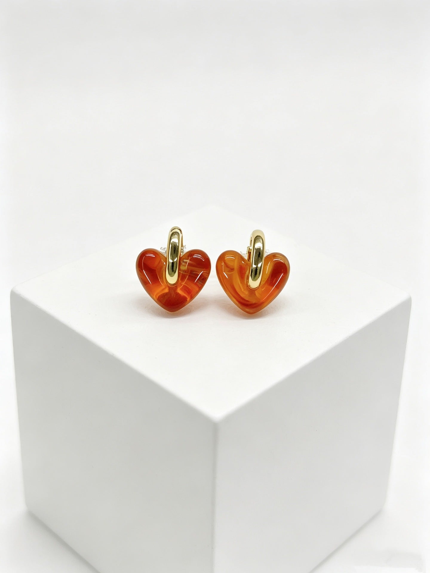 Wholesale Korean Style Acrylic Heart Earrings And Ear Cuffs For Women Trendy Party Jewelry Accessory