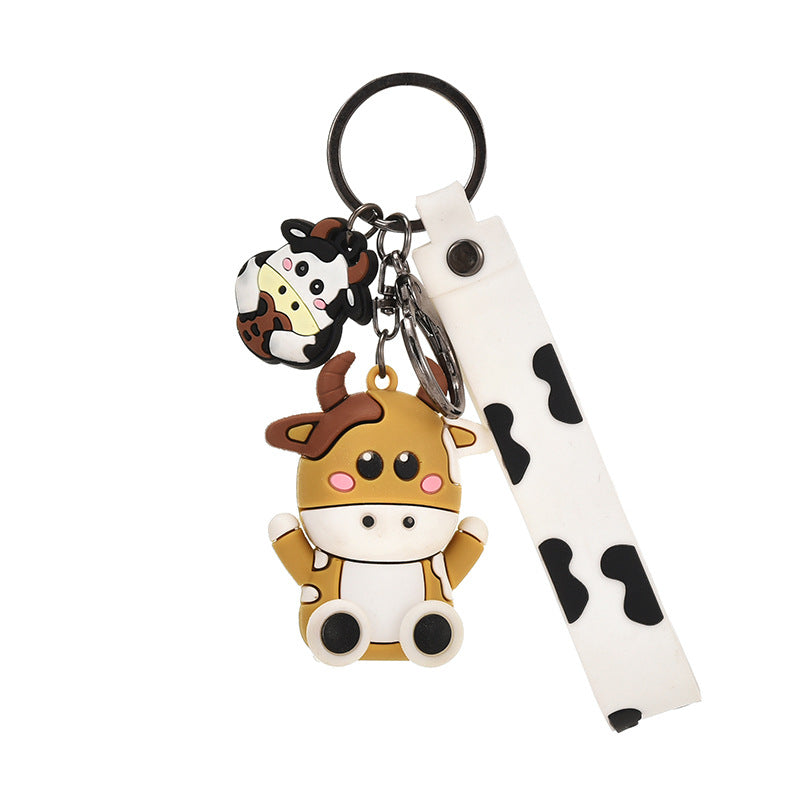 Wholesale Cute Cartoon Cow Silicone Doll Keychain