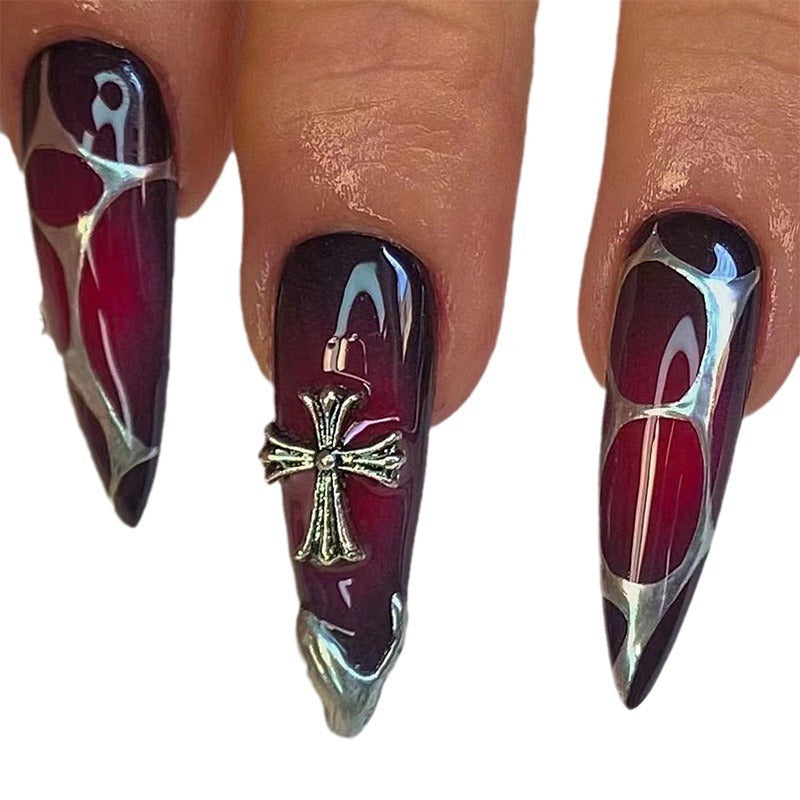 Wholesale 24 Pieces/box Cross Manicure Press-on Nails Kits Ballet Nails Nail Stickers ACC-NS-SanWei004