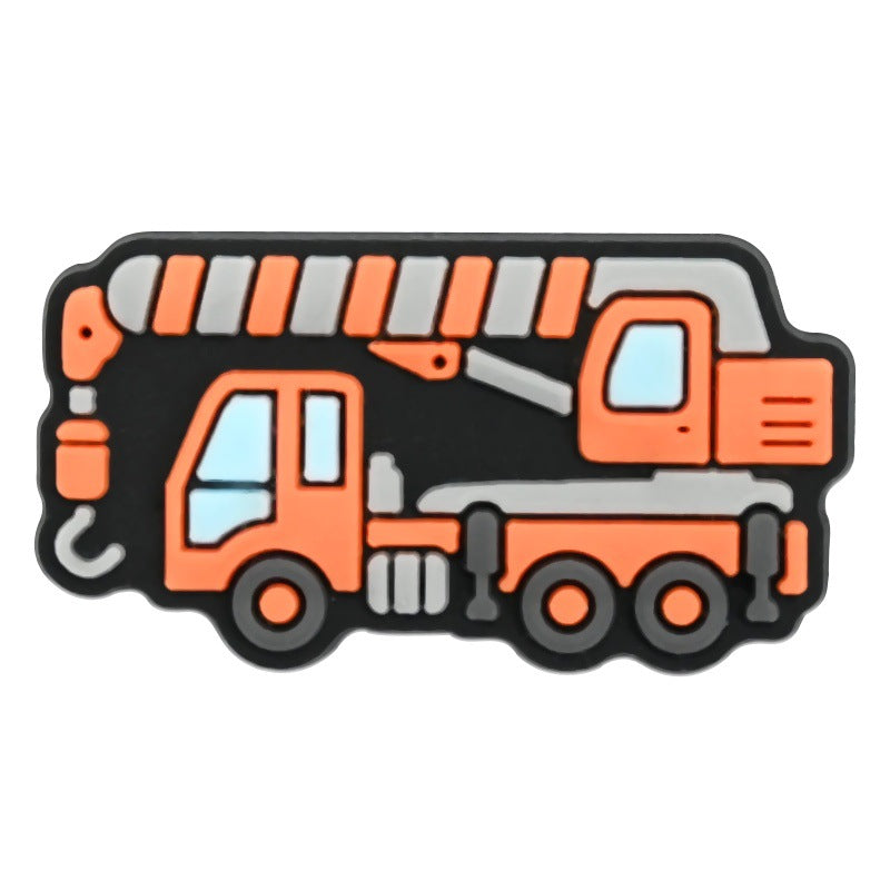 Wholesale Random 100pcs Cartoon construction  PVC Soft Rubber Shoe Buckle Decoration