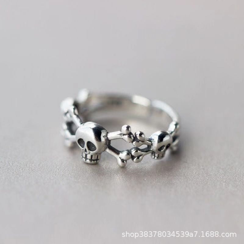Wholesale Alloy Skull Ghost Head Ring Vintage Punk Adjustable Boutique Resale Jewelry