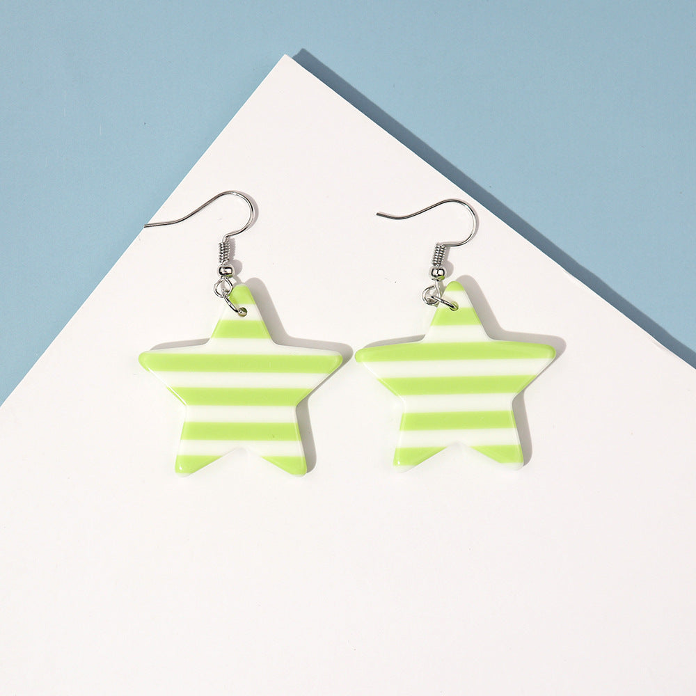 Wholesale  Creative Striped Five-pointed Star Earrings