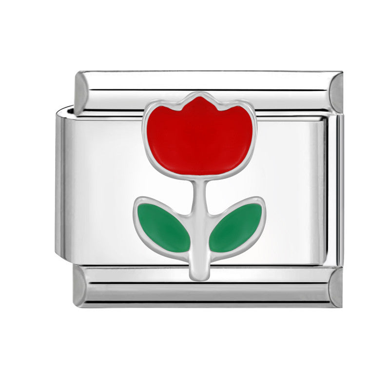 Wholesale Italian Charm Bracelet 9mm DIY Splicing Flower Stainless Steel Composable Bracelet