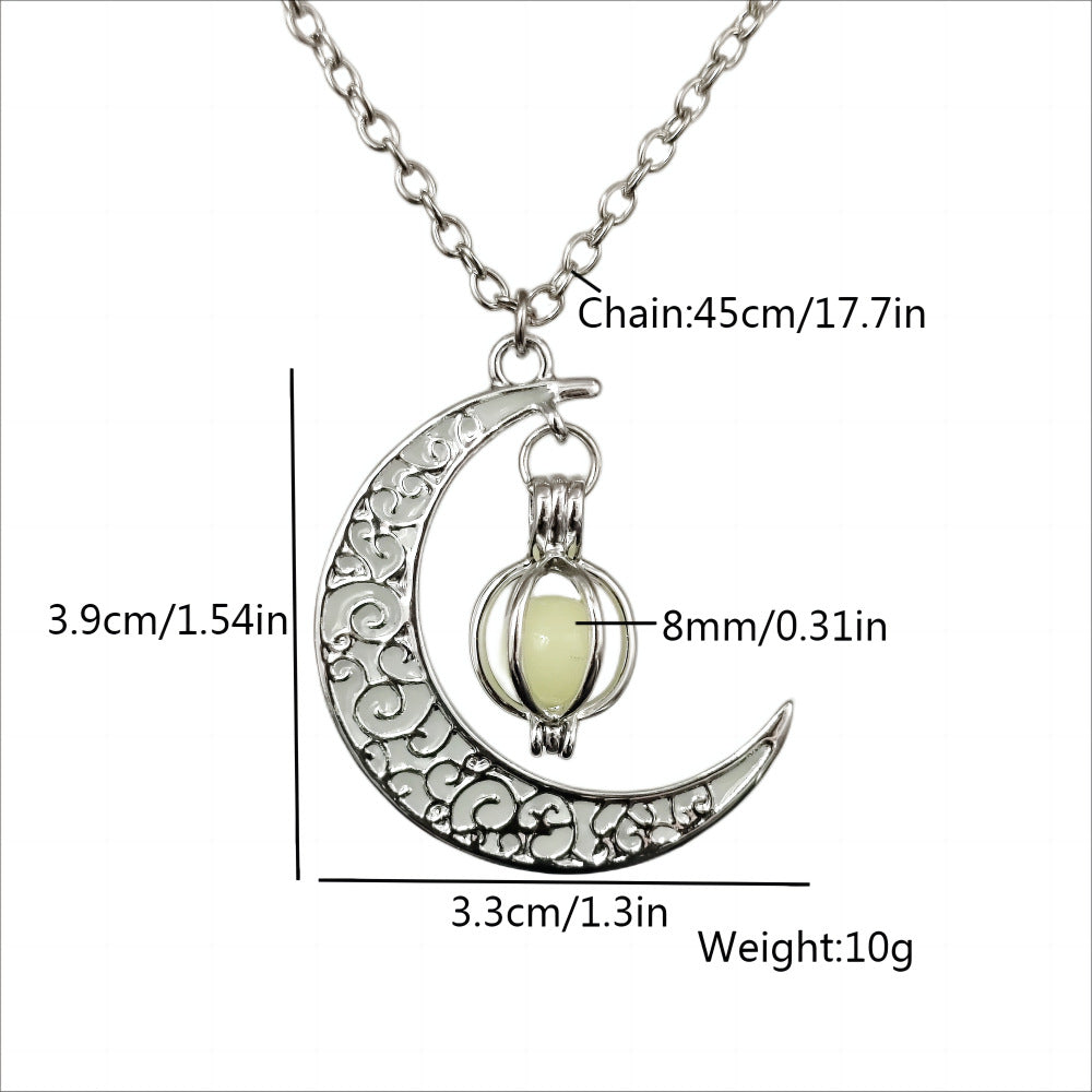 Wholesale  Luminous Moon Pumpkin Pendant Necklace