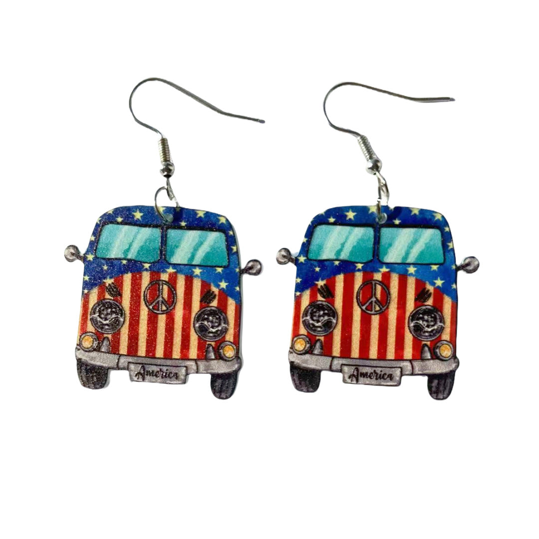 Wholesale Acrylic Earrings with the American Independence Day Flag Design