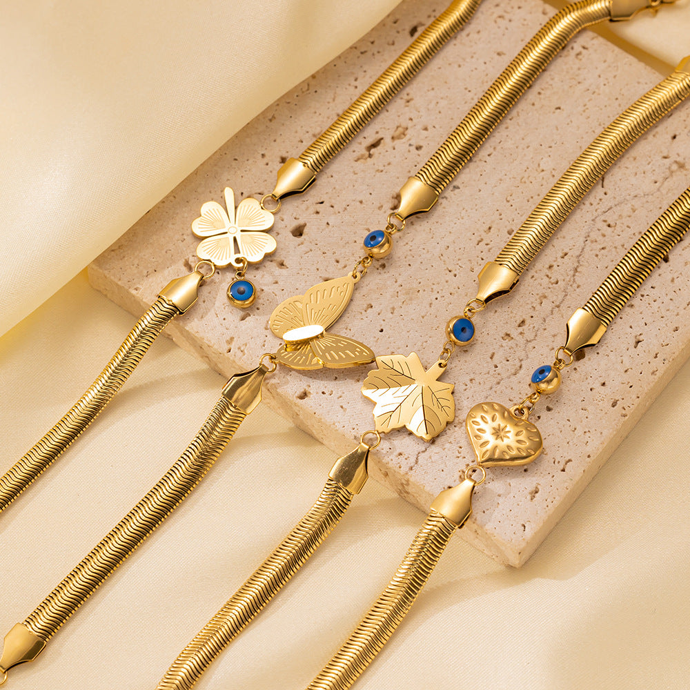 Wholesale Titanium Steel Bracelets Snake Bone Chain Love Blue Eyes Bracelet ACC-BT-Tais001