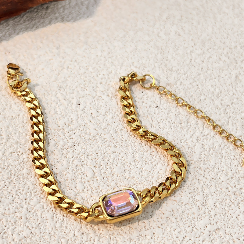 Wholesale Multicolor Square CZ Couple Bracelet Stainless Steel Trendy Everyday Wear