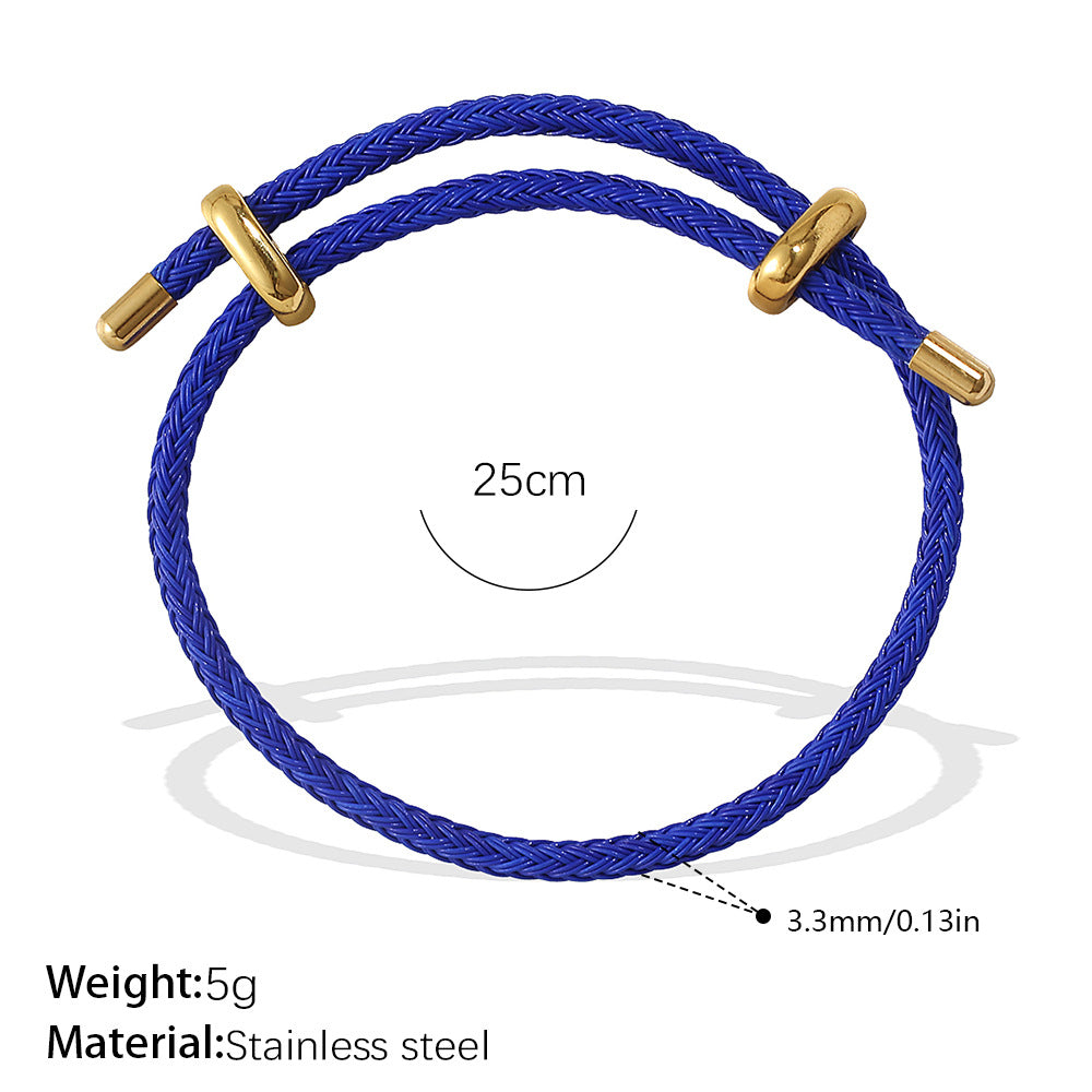 Wholesale Cross-Border European and American Popular Adjustable Rope Multi-Pendant Bracelet DIY Stainless Steel Plated 18K Gold Bracelet Accessible Luxury Model