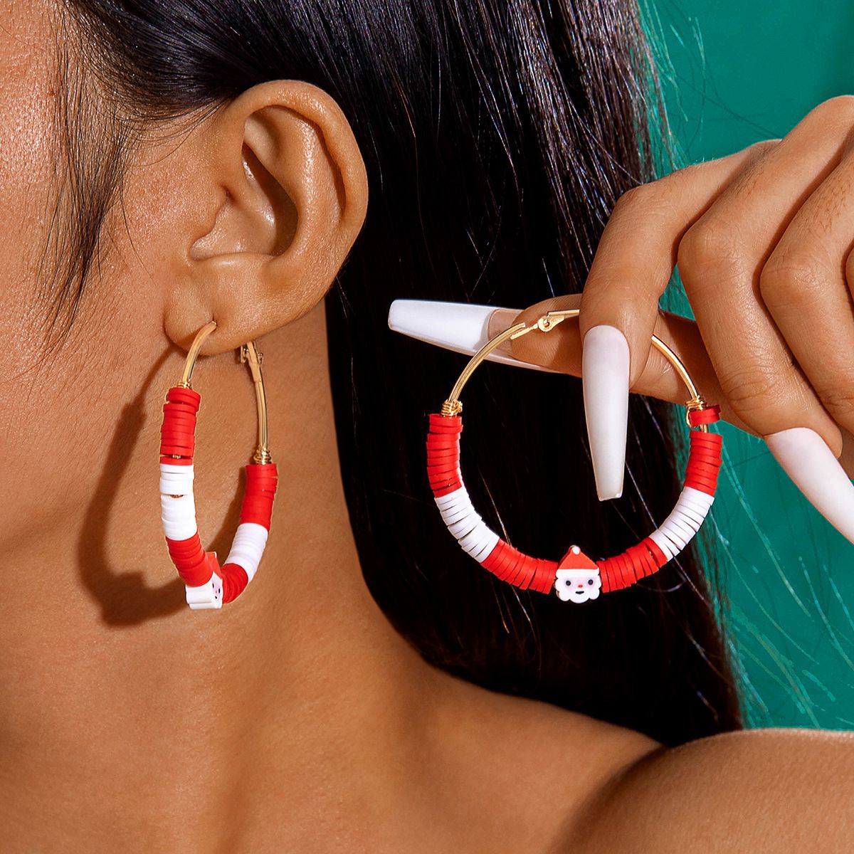 Wholesale Christmas tree bow color wreath earrings