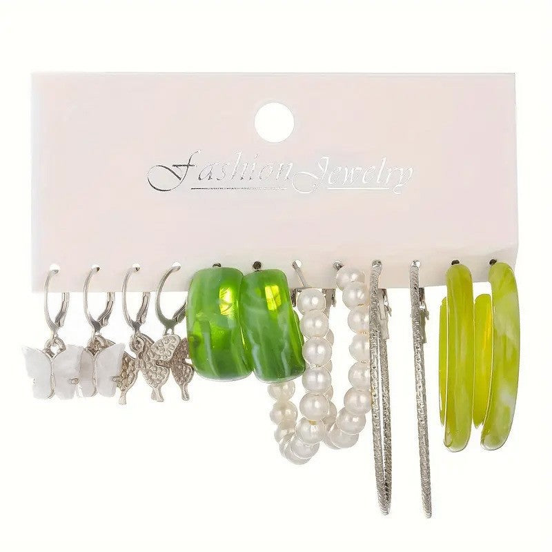 Wholesale  Alloy Earrings Square Butterfly Geometric Earrings suit