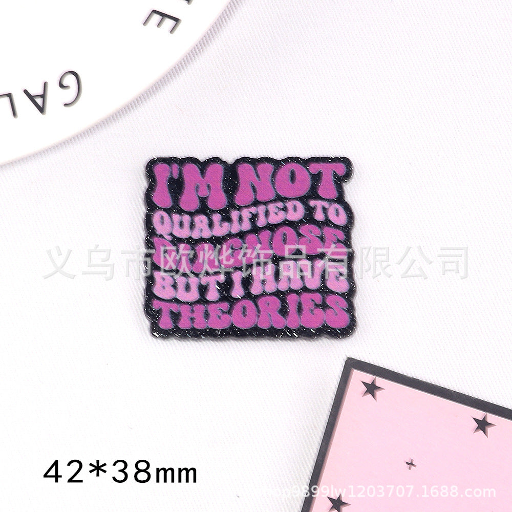 Wholesale 10pcs DIY Flatback cartoon letters cute Acrylic Flatback Badge Reels Retractable Keychain DIY Accessories