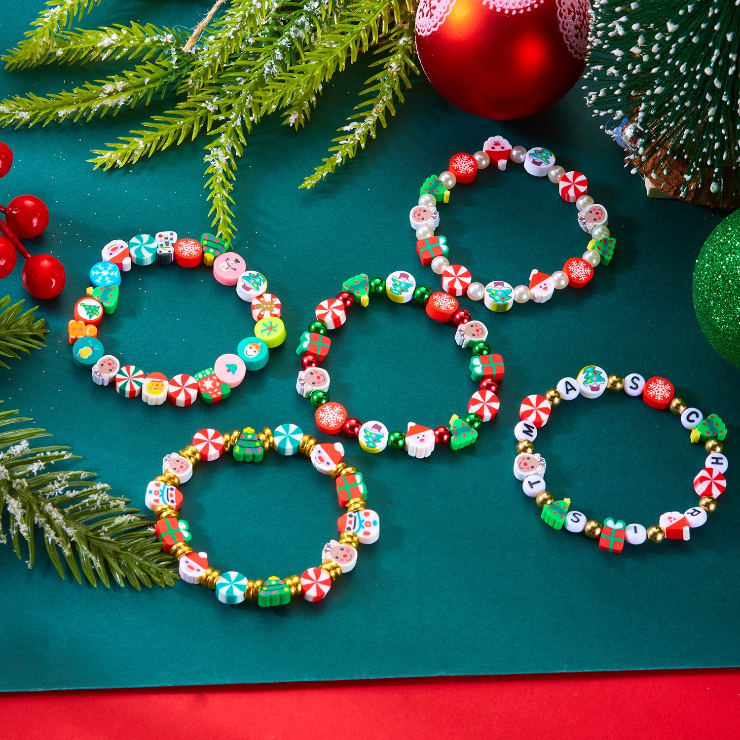 Wholesale Christmas tree soft ceramic beaded bracelet