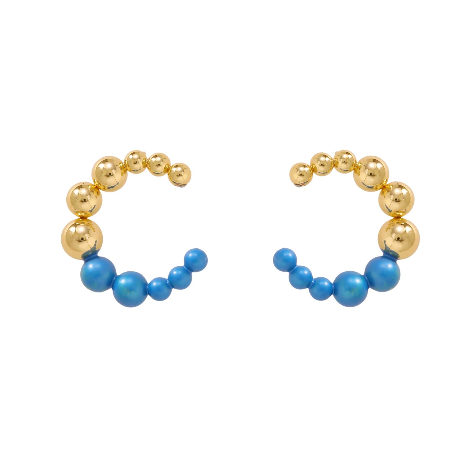Wholesale Minimalist Light Luxury Stainless Steel Colorful Beaded C-Hoop Earrings