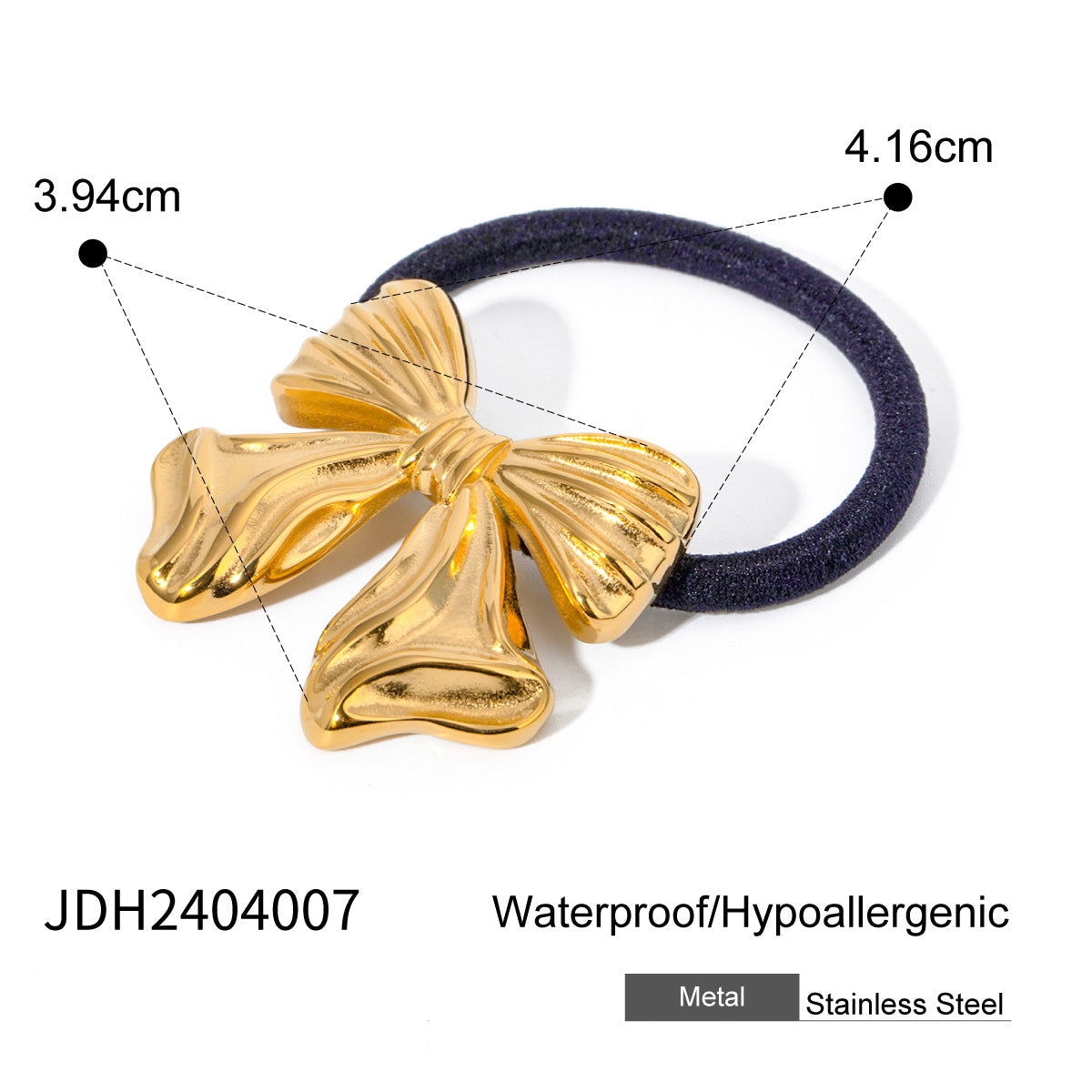 Wholesale stainless steel smooth hair rope black rubber band hair ring high