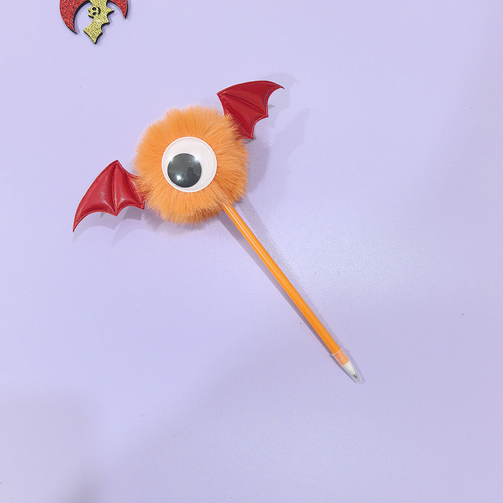 Wholesale Halloween stationery big eyes bat wings plush pen
