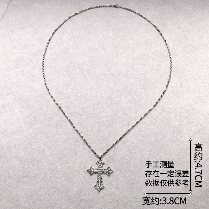 Wholesale Hollow Point Diamond Cross Stainless Steel Necklace ACC-NE-JiaMi002