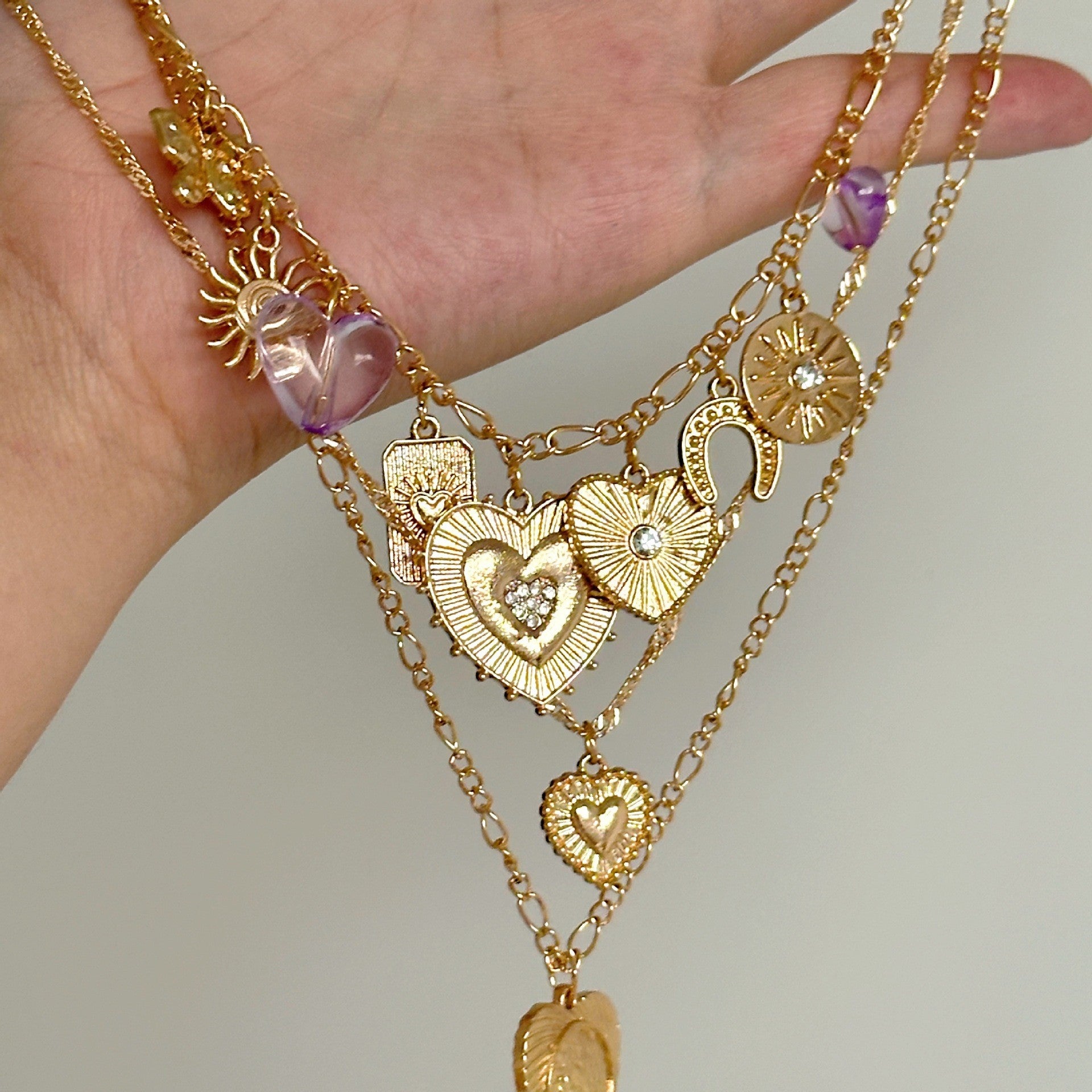 Wholesale heart multi-layered necklace