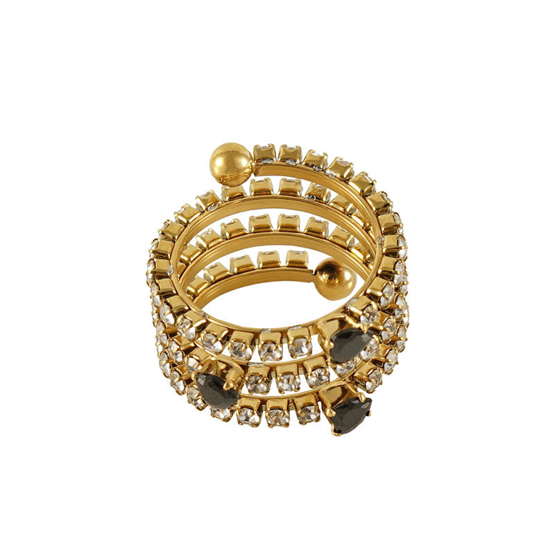 Wholesale Stainless Steel Rings 18k Full Diamond Multi-layer Open Adjustable Rings ACC-RS-ZhongXin006