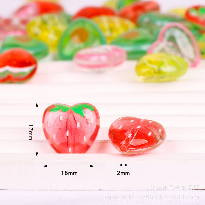 Wholesale random 10pcs Transparent Fruit Focal Beads DIY Bead Accessories