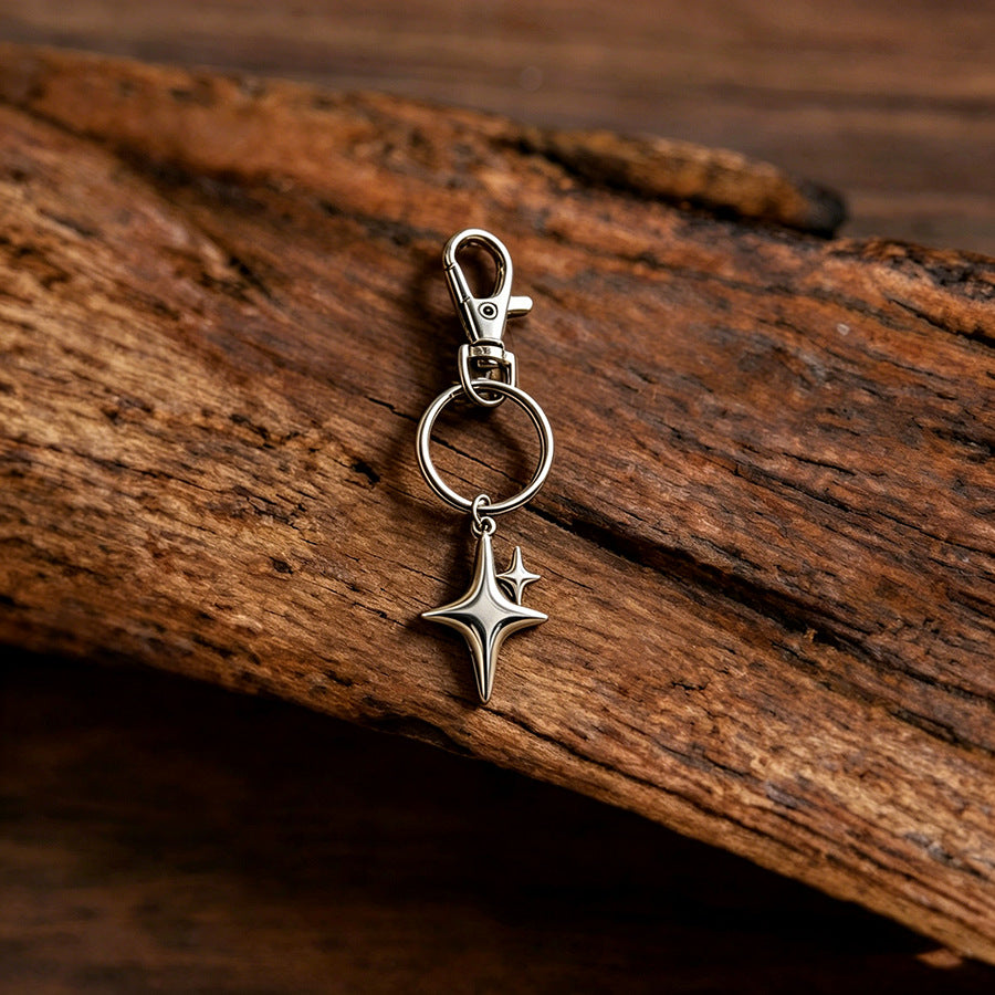 Wholesale Zinc Alloy Retro Keychain Pendant Fishbone Star Design Creative Key Ring Gift For