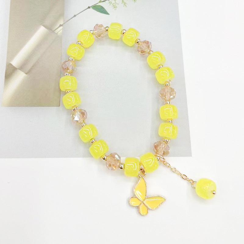 Wholesale Glass Crystal Butterfly Bracelet,  Handmade Barrel Beads Fashion Accessory for Women