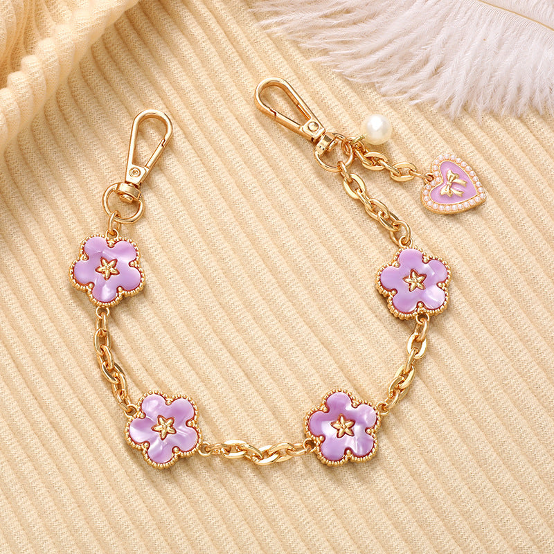 Wholesale Acrylic Five Leaf Clover Metal Keychain Chain Keychains ACC-KC-GeLian001