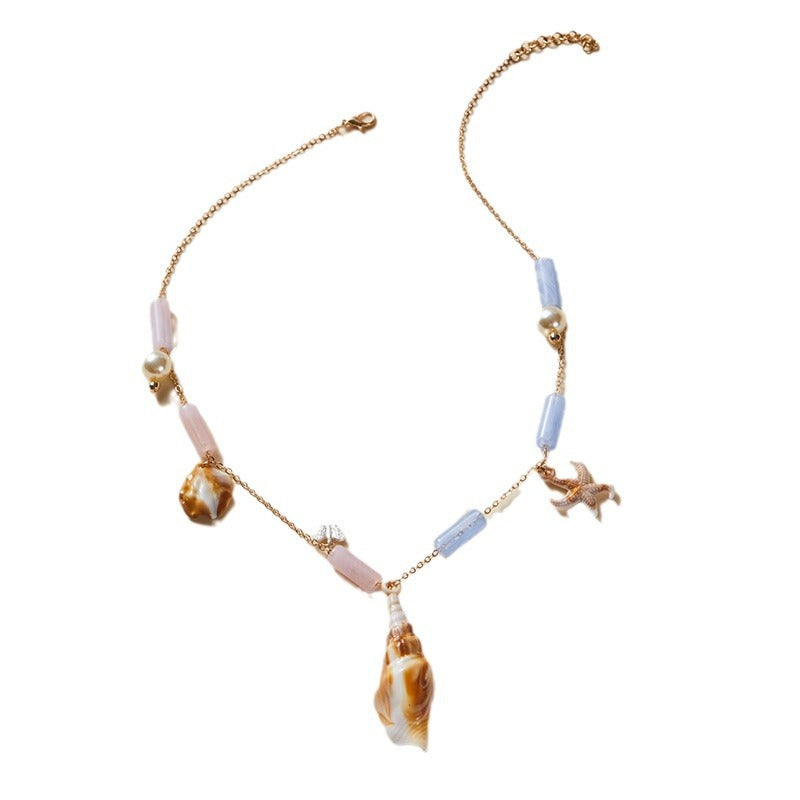 Wholesale  Pearl Shell Conch Starfish Pendant Necklace
