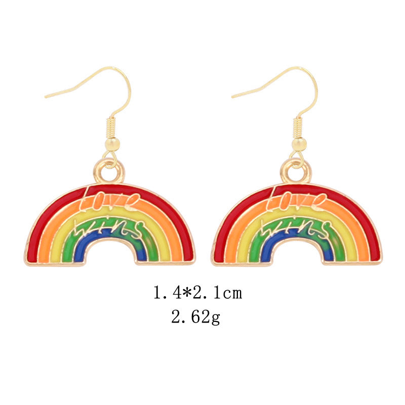 Wholesale LGBT Pride Month Rainbow Alloy Earrings ACC-ES-BinLi002