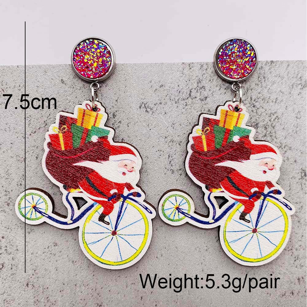 Wholesale  Christmas Earrings Baseball Wooden Earrings
