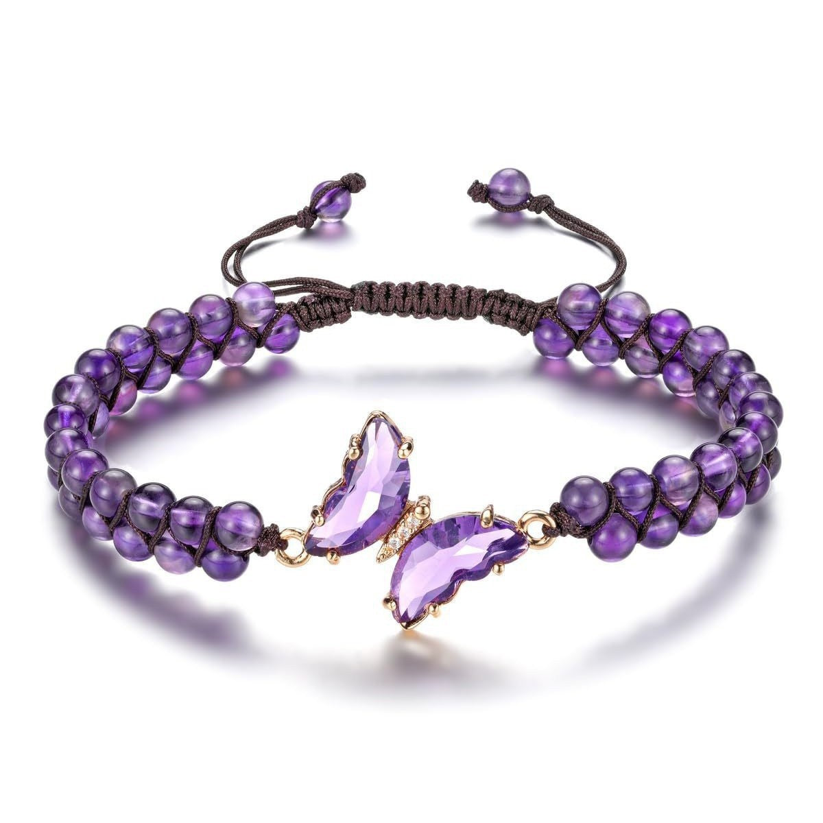 Wholesale Butterfly Double Layer Braided Crystal Bracelet