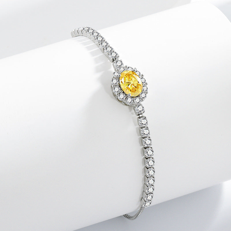 Wholesale  Colored Diamond Zircon Pigeon Egg Stretch Bracelet Women' s Fashion