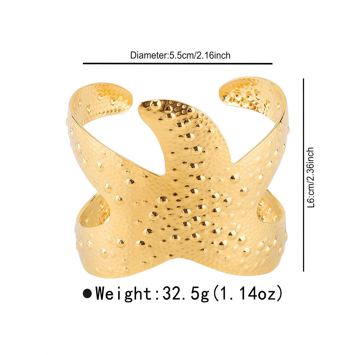 Wholesale Stainless Steel Open Starfish Ring Bracelet