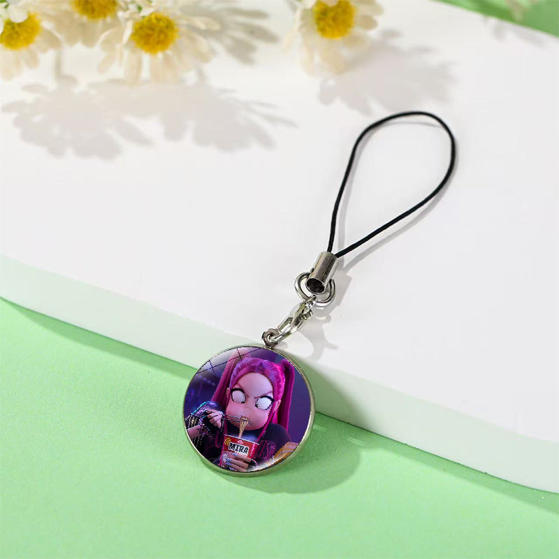 Wholesale Crystal mobile phone chain pendant anime high-value peripheral school bag pendant Keychains kpop