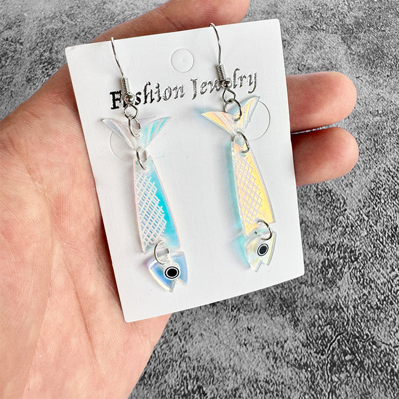 Wholesale  summer earrings sardine jellyfish  acrylic hollow light fun jewelry