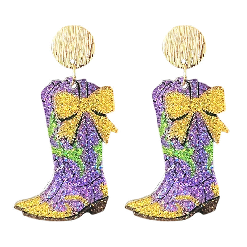 Wholesale 2pcs/ pack Acrylic Carnival Bow Earrings