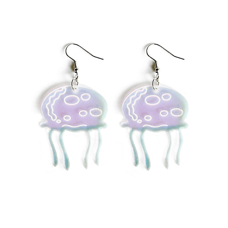 Wholesale  summer earrings sardine jellyfish  acrylic hollow light fun jewelry